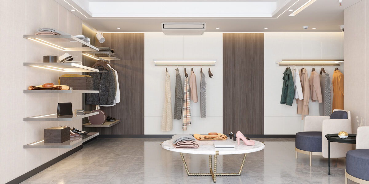 Photo d'une climatisation installée au plafond d'une boutique.